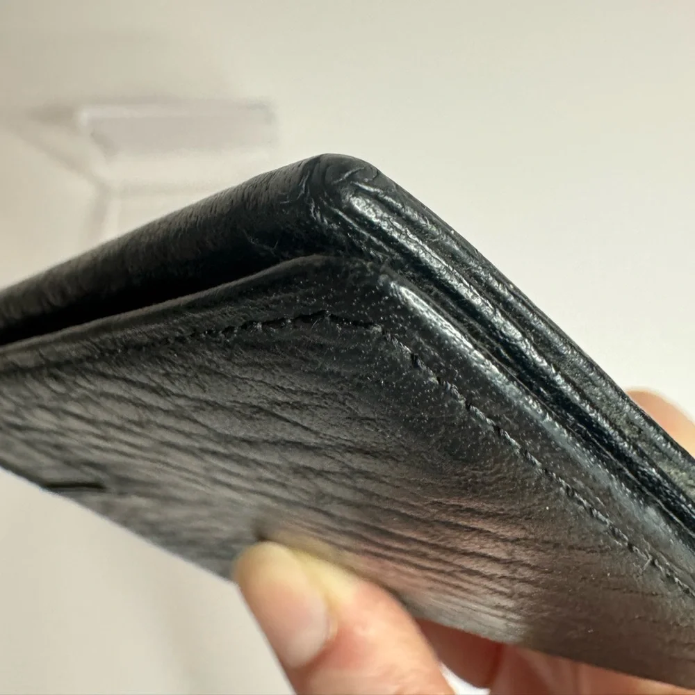 💖#176 Burberrys Vintage Black Leather Bifold ID Card Holder Wallet - Picture 12 of 14